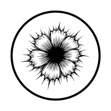 A simple yet elegant illustration of a flower in a circle. This design features a detailed and intricate flower shape, perfect for various creative projects.のイラスト素材