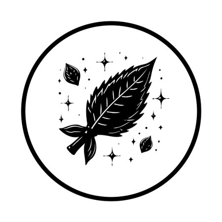 This is a minimalistic illustration of a leaf in a circle, suitable for graphic design and nature-themed projects, evoking freshness and natural beauty.のイラスト素材