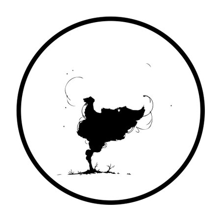 A whimsical bird silhouette blends with abstract, swirling elements, creating a dreamlike, artistic image perfect for fantasy or creative projects. The minimalist black-and-white design adds an elegant touch.のイラスト素材