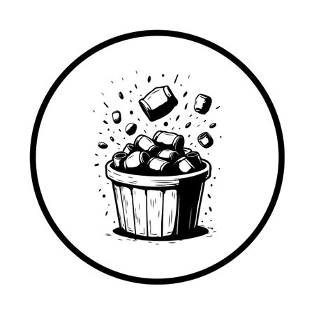 A charming black and white illustration showcasing a bowl overflowing with marshmallows, perfect for conveying sweetness and indulgence.のイラスト素材