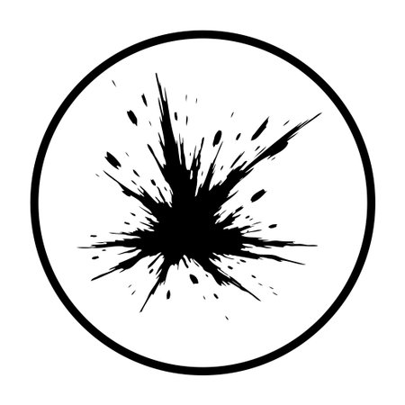 A black ink splash inside a circle creates an abstract and artistic design. It can be used as an illustration or design element.のイラスト素材