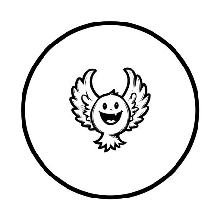 A whimsical halloween monster drawing with wings, perfect for adding a touch of charm to your design projects. This cute and cheerful character is isolated on a clean backgroundのイラスト素材