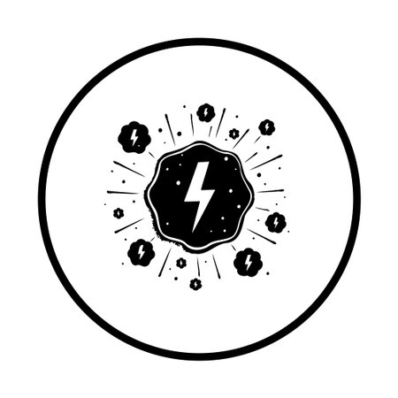 A captivating vector illustration showcasing a lightning bolt inside a circle, symbolizing energy and power. Ideal for graphic design projects seeking a dynamic and abstract visual element.のイラスト素材