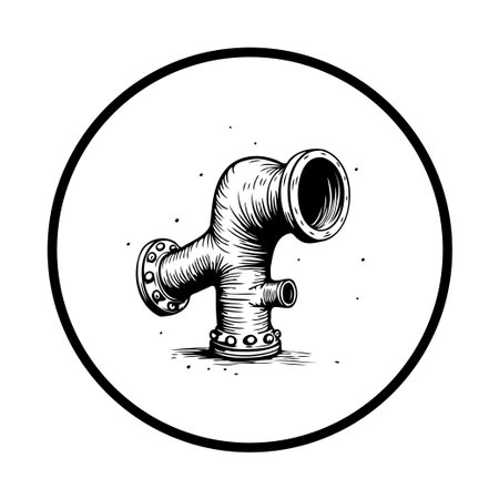 A detailed steampunk-style pipe fitting illustration, capturing the essence of industrial design with intricate mechanical elements. Perfect for adding a retro-futuristic touch to any project.のイラスト素材