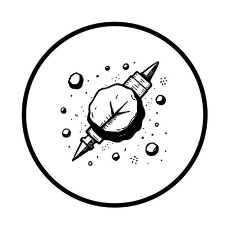 A detailed hand-drawn sketch of an ice element, depicted in a circular emblem, perfect for fantasy-themed designs. The illustration features intricate details and a mystical appearance.のイラスト素材