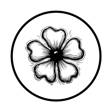 A beautifully hand-drawn flower illustration inside a circle. It's perfect for adding a touch of natural elegance to your designs and creative projects.のイラスト素材
