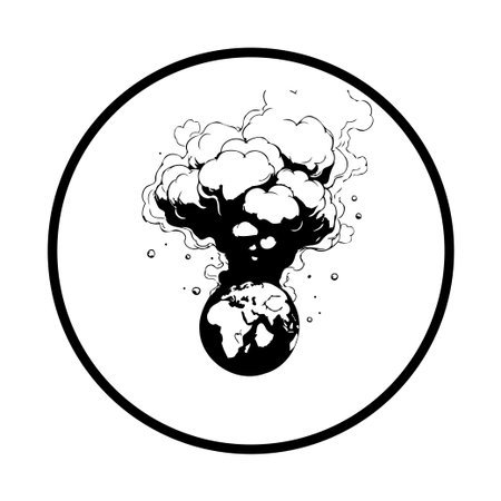 This illustration dramatically portrays the destructive force of nuclear war, symbolizing its profound impact on earth. A potent visual warning about global conflict.のイラスト素材