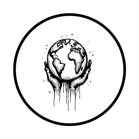 Illustration depicting hands carefully holding the planet Earth, symbolizing environmental conservation, protection, and global responsibility, showcasing care for our planet's future.のイラスト素材