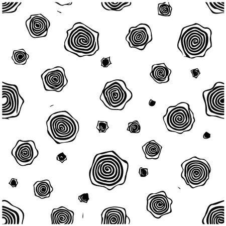 A beautiful seamless pattern featuring floral elements in a monochrome design. This artistic creation is perfect for backgrounds, textiles, and other creative projects.のイラスト素材