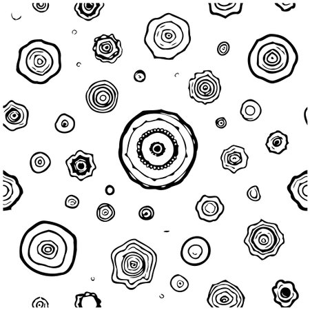 A hand-drawn seamless pattern of abstract organic shapes creates a modern and minimalist design on a clean white backdrop.のイラスト素材