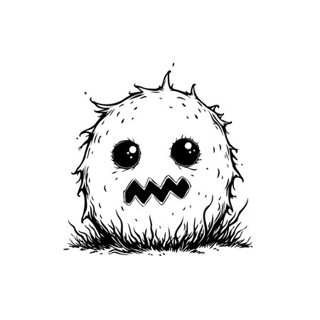 A cute whimsical monster character illustration, perfect for Halloween or any playful design, features a friendly yet spooky creature.のイラスト素材