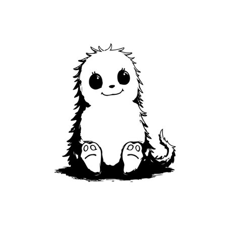 A cute and whimsical illustration of a furry creature, perfect for adding a touch of charm to any project. This delightful doodle features a friendly smile and endearing design.のイラスト素材