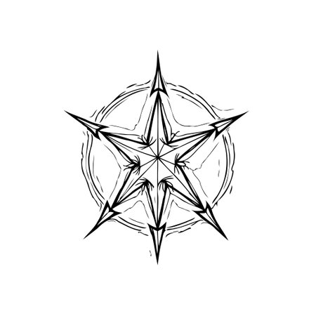 Stylized five-pointed star illustration with intricate detailing, radiating outwards from the center. It's designed to create visually attractive imagery for various design projects.のイラスト素材