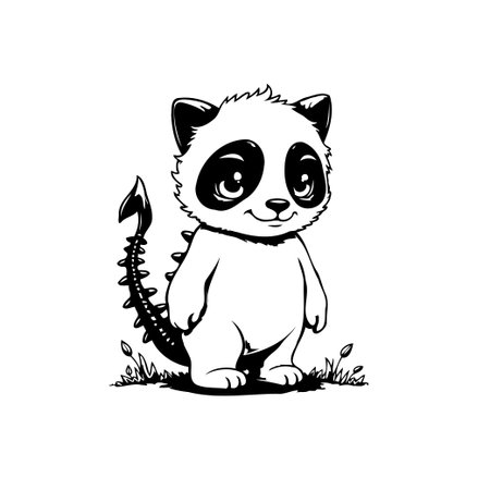 A delightful cartoon image featuring a cute panda with a scorpion tail, creating a whimsical and charming character design. Perfect for fun illustrations.のイラスト素材