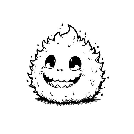 A cheerful, furry monster with a big smile and friendly eyes. This adorable cartoon character is perfect for children's books, graphic designs, and creative projects that need a touch of whimsy.のイラスト素材