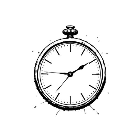 Elegant hand-drawn vintage pocket watch illustration, showcasing a timeless design with intricate details and classic charm, ideal for graphic design projects.のイラスト素材