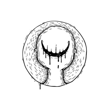 A strange and captivating illustration featuring a dripping smile in black and white. The artwork evokes a creepy, unsettling mood, prompting thought and reflection on unconventional beauty.のイラスト素材