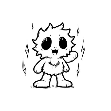 A charming cartoon illustration of a cute monster character, perfect for adding a touch of fun to children's books, apps, or creative projects.のイラスト素材