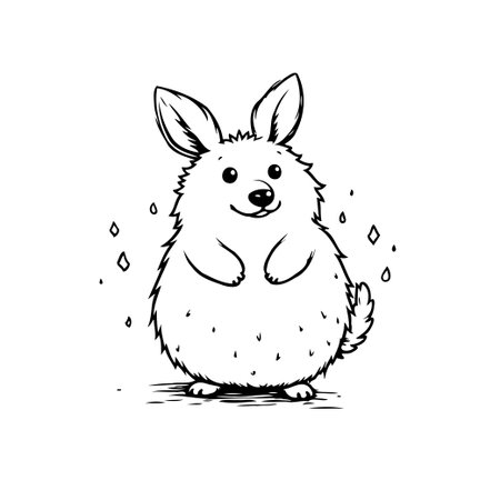 A charming illustration of a fluffy rabbit, perfect for Easter or any design needing a cute and whimsical animal character.のイラスト素材