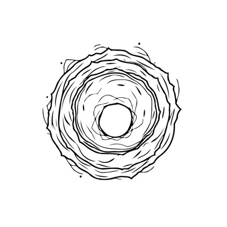 A minimalist abstract illustration features a circular design with organic lines, creating a visually captivating and artistic element. The artwork embodies simplicity and elegance.のイラスト素材
