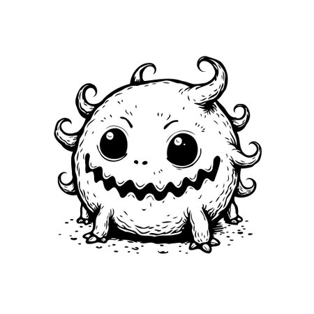 A whimsical monster illustration showcasing a cute and funny character. This original drawing is perfect for adding a playful touch to any project.のイラスト素材