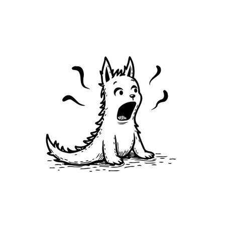 An adorable illustration depicts a surprised mythical creature with exaggerated features, expressing fear. Ideal for children's books and creative projects.のイラスト素材