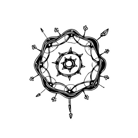A beautifully hand-drawn mandala design that blends spiritual and geometric elements. Perfect for projects needing a touch of tranquility, elegance, and mindfulness.のイラスト素材