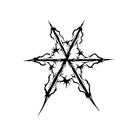A captivating abstract image showcasing a complex ornamental design in black and white, perfect for adding a touch of gothic or artistic flair to your creative projects.のイラスト素材