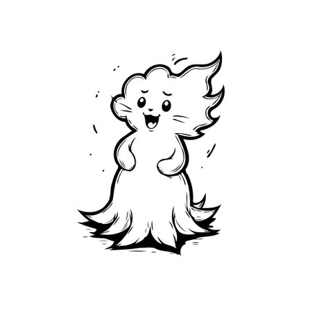 A cute and simple illustration of a cloud character with a happy expression. This whimsical drawing is perfect for children's books, greeting cards, and fun designs.のイラスト素材