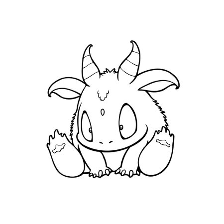 A cute cartoon goat line art illustration great for coloring pages, printable activities, and a variety of creative design projects.のイラスト素材