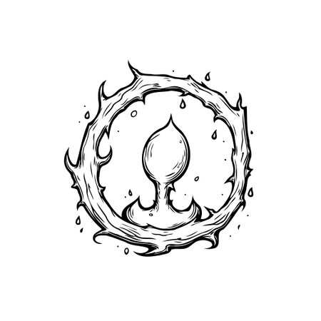 Mystical candle surrounded by thorns in an emblem style. A symbol of protection and inner strength, perfect for spiritual and magical designs.のイラスト素材