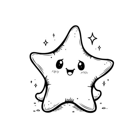 This image features an adorable star character with a cheerful smile, perfect for adding a touch of sweetness to children's illustrations, greeting cards, and creative projects.のイラスト素材