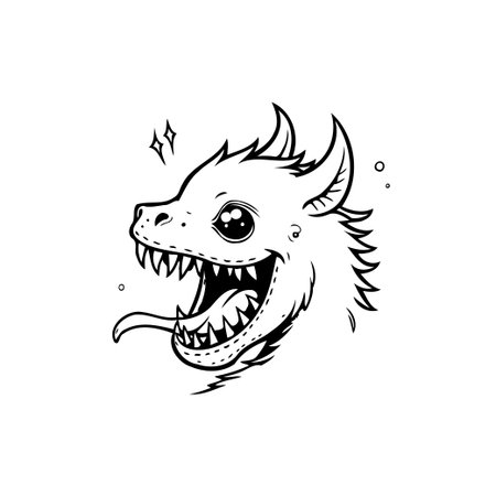 A delightful cartoon illustration featuring a cute dragon character, with a playful expression and charming design.のイラスト素材