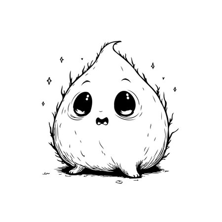 A whimsical and charming cartoon character illustration. Perfect for children's books, greeting cards, and playful designs, this cute monster will bring joy to any project.のイラスト素材