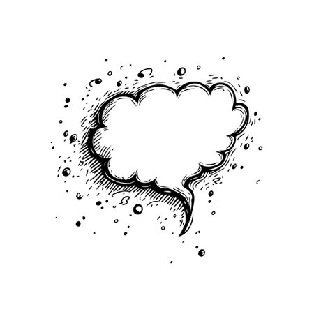 A hand-drawn speech bubble shaped like a cloud, perfect for adding a whimsical and creative touch to...