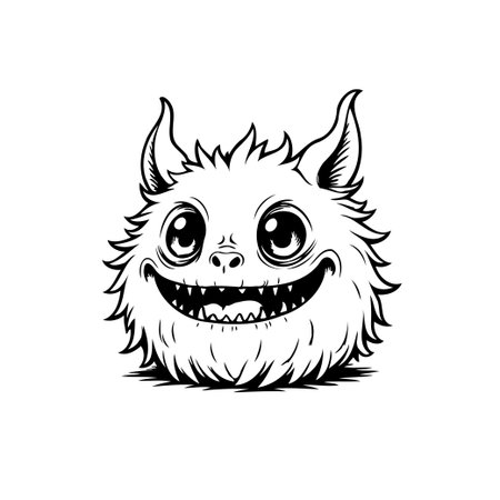A delightful illustration of a fluffy monster head, perfect for adding a touch of whimsy to any project. This cute and friendly creature is sure to bring a smile to your face.のイラスト素材