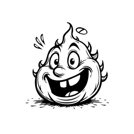 This charming illustration showcases a whimsical cartoon character with a delightful expression. The clean lines and playful design make it perfect for children's books, graphic design projects, andのイラスト素材