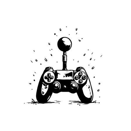 A captivating minimalist illustration showcases a stylized joystick, symbolizing digital entertainment and interactive gaming experiences. The sleek design captures the essence of recreationalのイラスト素材