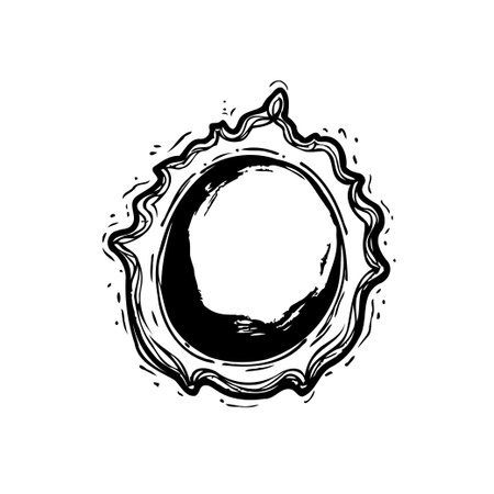 A handcrafted illustration presents an organic shape with visible brushstroke textures, creating an artistic and uneven design. The abstract form conveys a sense of imperfection and individualのイラスト素材