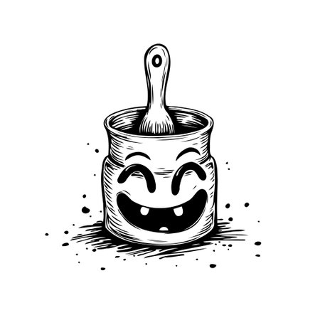 A playful, hand-drawn style illustration showcases a condiment jar with a cheerful facial expression. This charming image brings a touch of whimsy to the kitchen, blending culinary themes withのイラスト素材
