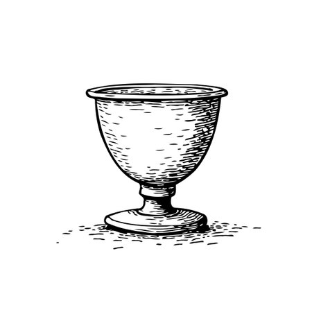 A monochrome illustration showcases a chalice with meticulous shading, offering a glimpse into vintage elegance. This refined artwork portrays a decorative cup, suggestive of symbolic significanceのイラスト素材
