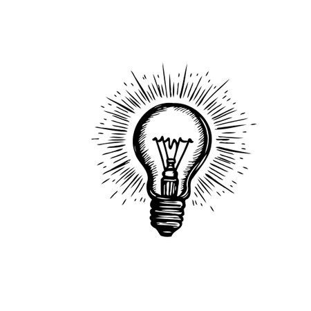 An artistic illustration depicts a vintage-style lightbulb emitting rays, representing innovation...