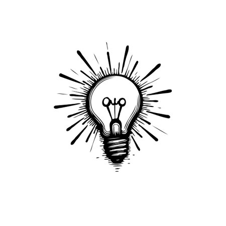 This drawing of a lightbulb evokes a sense of creativity and innovative thinking. The radiating...