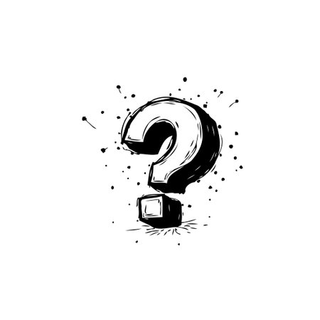 A black and white illustration of a stylized question mark, symbolizing inquiry, uncertainty, and the search for answers. The image evokes a sense of curiosity, inviting contemplation andのイラスト素材