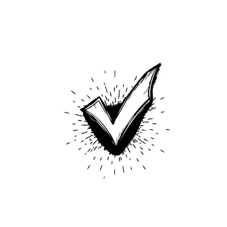 Stylized checkmark illustration, signifying approval and positive acknowledgment. This graphic symbol represents successful validation, correct choice, and agreement. Ideal visual element forのイラスト素材