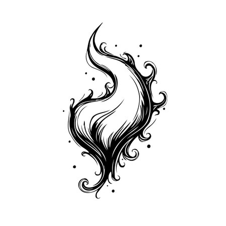 An intricate black and white abstract design evokes a sense of swirling movement and stylized elegance, featuring flowing curves and flourishes. The monochrome image uses subtle details to create aのイラスト素材