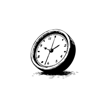This vintage clock illustration offers a classic representation of time. Its monochromatic design lends a timeless quality, symbolizing urgency and the importance of deadlines. The ticking handsのイラスト素材