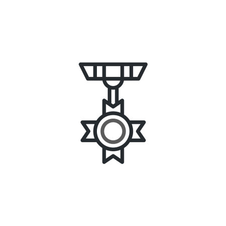 A minimalist line drawing depicts a stylized emblem, suggesting recognition, honor, or achievement. Its clean design, featuring a cross, lends itself to awards, decorations, or graphic elementsのイラスト素材