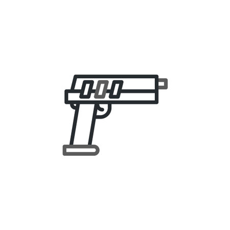 A simple yet stylized representation of a handgun, illustrated with clean outlines. The graphic can be used for various purposes, from emphasizing firearm safety to abstract depictions of violenceのイラスト素材