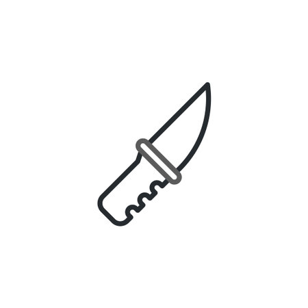 A minimalist knife illustration features clean outlines. The design evokes sharpness and precision. The image subtly suggests cutting, weaponry, or preparation. Simple design is suitable for iconsのイラスト素材